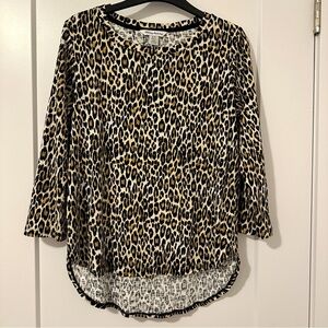 Tommy Bahama Leopard Print Long Sleeve Cotton Top Size Small Women’s
